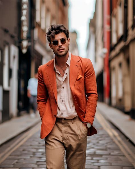 Terracotta Blazer With Dark Beige Chinos Hockerty