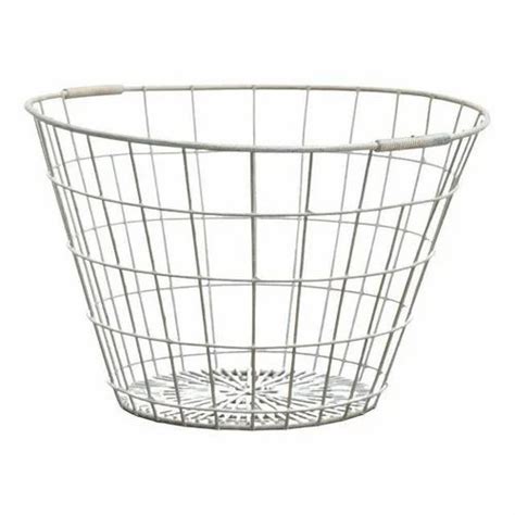 Round Silver Large Iron Wire Basket Decorative For Kitchen Size 15