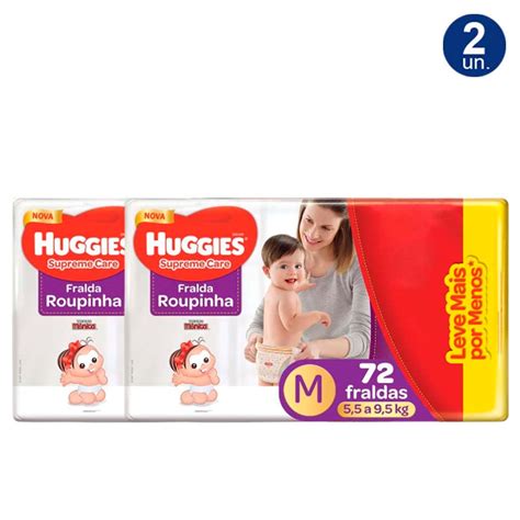 Kit 2X 72 Fraldas Fralda Roupinha Huggies Supreme Care Tamanho M Pacote