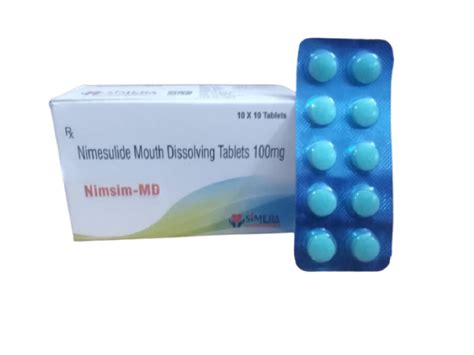 Nimesulide 100 Mg Mouth Dissolving Tablet 10x10 Nimsim Md At Rs 320