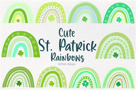 Cute St Patrick Rainbows Clipart Graphic By Minmin · Creative Fabrica