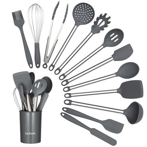 Silicone Cooking Utensil Set Entcook 13 Piece Non Stick Heat Resistant Kitchen Cookware