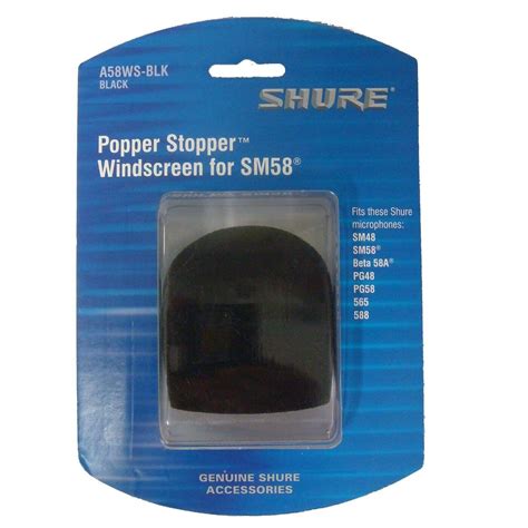 Shure A58ws Blk Popper Stopper Windscreen For Shure Microphones Black