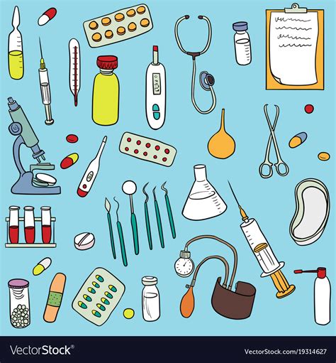 Doodle Set Of Medical Equipment Royalty Free Vector Image