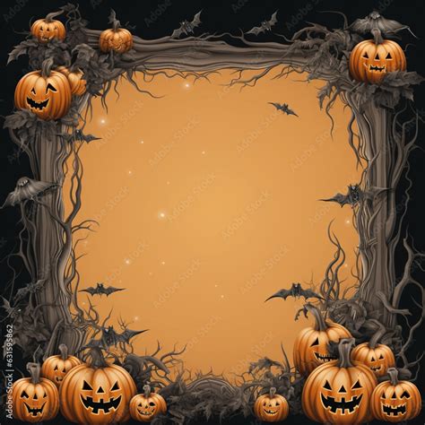 Halloween Border Design Background Pumpkin Halloween In Dark Night