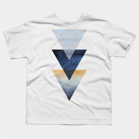 Geometric Triangles In Blue And Rose Gold T Shirt By Jaggedhues Design