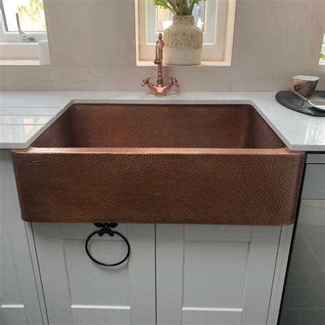 Single Bowl Copper Kitchen Sink Front Apron Hammered Antique Finish Coppersmith® Creations