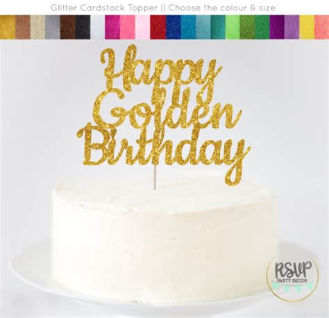 Happy Golden Birthday Cake Topper Stay Golden Cake Topper Lucky