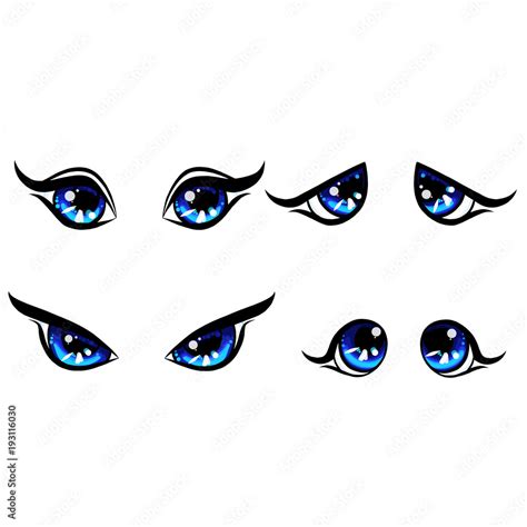 big blu girl character eyes, emotion on face, happy and angry und upset ...