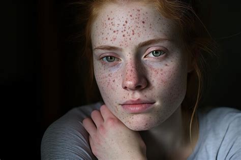 Premium Ai Image A Young Woman With Freckles On Her Face