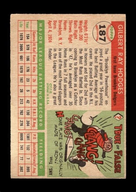 Topps Set Break Gil Hodges Vg Vgex Gmcards Ebay