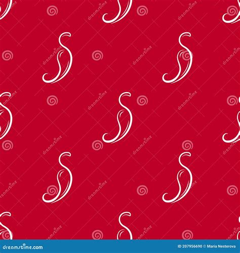 Red Hot Chili Pepper Or Cayenne Or Jalapeno Pattern Vegetable Ornament On Red Background Stock