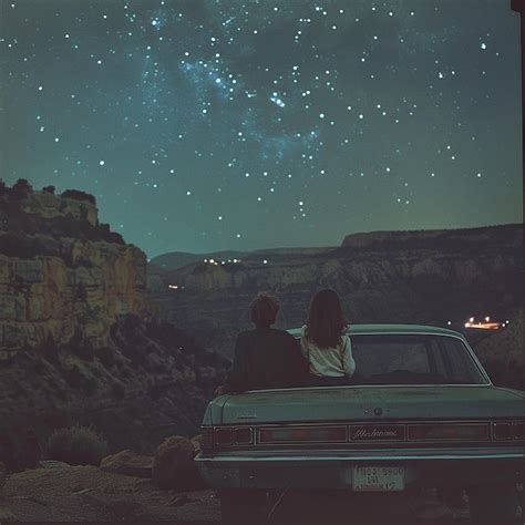 Two People Sit In A Car And Look At The Stars Premium Ai Generated Image