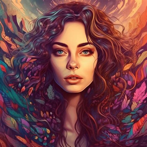 Premium Photo Digital Painting Girl With Long And Shiny Wavy Hair