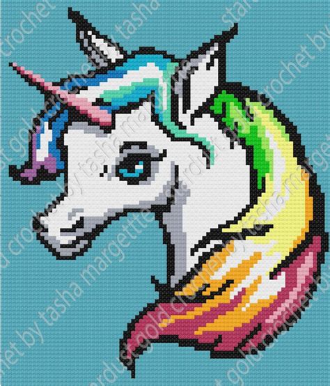 Unicorn C2C Graphgan Crochet Pattern Unicorn Graphghan Etsy