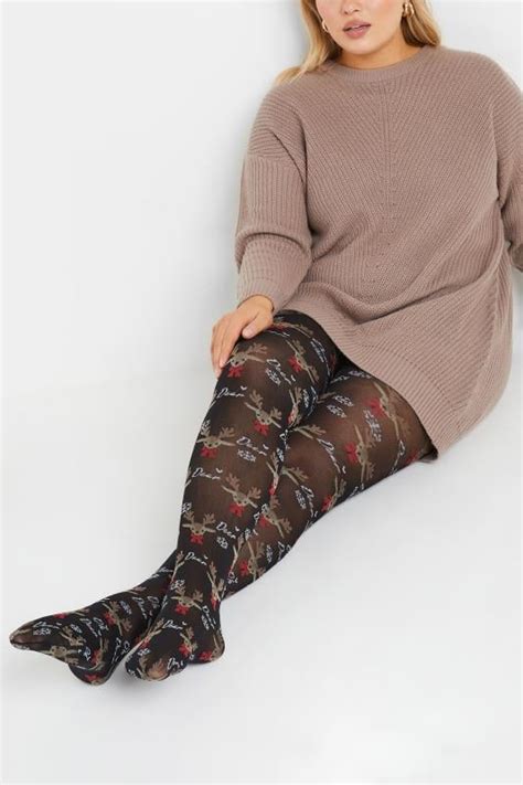 Black Oh Deer Novelty Christmas Tights Yours Clothing