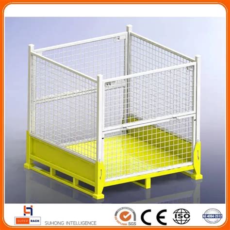 4 Way Forklift Entry Metal Mesh Container Lockable Storage Roll Wire