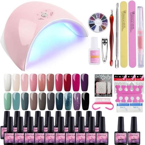 Coscelia Kit Vernis Semi Permanent Manucure 20 Couleur Gel UV 36W Lampe