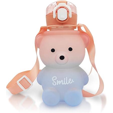 Amazon Botella De Agua Kawaii Bear Con Popote Y Correa Bonitas