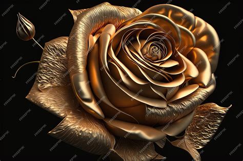 Premium Photo Closeup View Of A Golden Rose The Rose Has Intricate