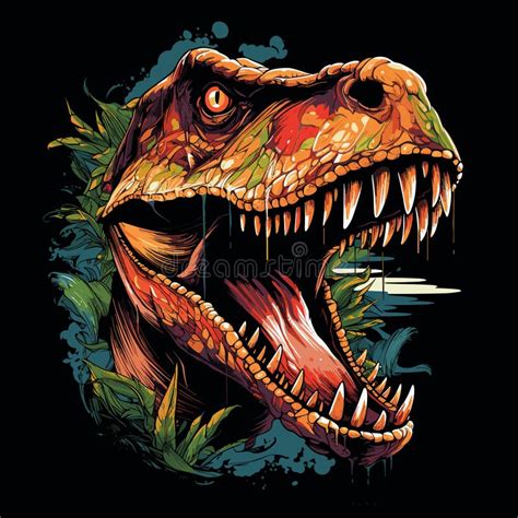 Tyrannosaurus Rex Dinosaur Portrait In Vector Pop Art Style Stock