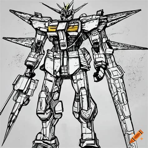 Detailed Pen And Ink Gundam Illustration On Craiyon