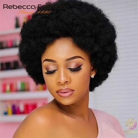 Rebecca Short Brazilian Afro Kinky Curly Wig Color 2 Dark Brown Red