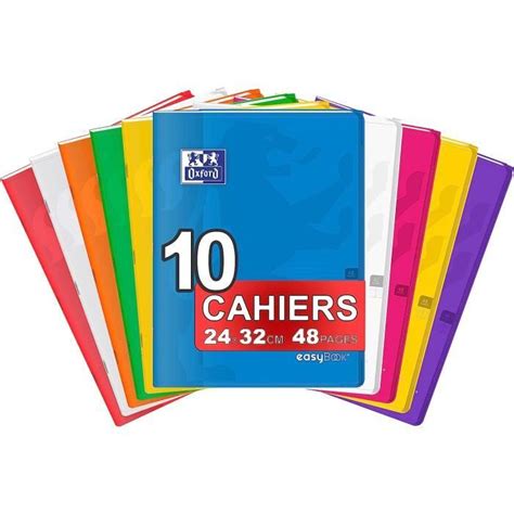 OXFORD EasyBook Lot de 10 Cahiers Agrafés Grands Formats 24 x 32cm 48