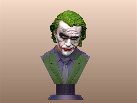 STL File Joker Collectible Bust Heath Ledger 3D Print Model3D