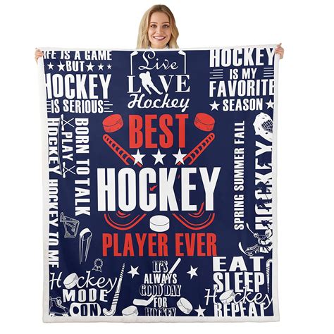 Erosebridal Teen Sports Throw Blanket For Couch 90x90 Ice Hockey Print