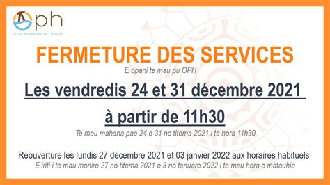 Fermeture Des Services Et D Cembre Oph