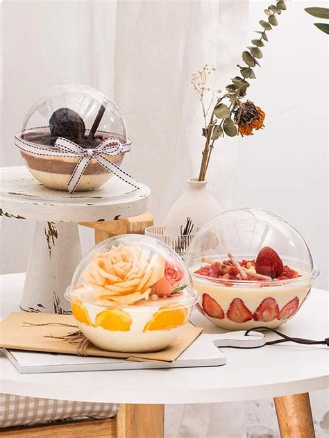 Pi Ces Boule G Teau Ronde Transparente Dessert Packaging Cafe