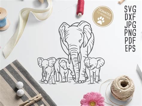 Mother And Baby Elephant Svg