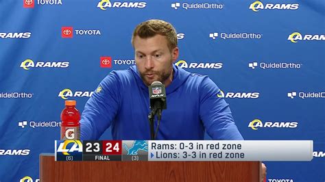 Los Angeles Rams Head Coach Sean McVay Reacts To Rams 1 Point Loss In