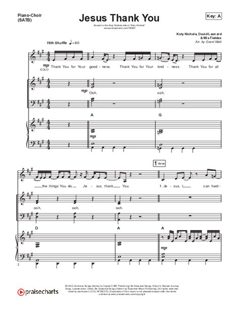 Jesus Thank You Sheet Music Pdf Katy Nichole Praisecharts