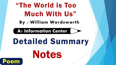 The World Is Too Much With Us Summary Notes William Wordsworth Poems