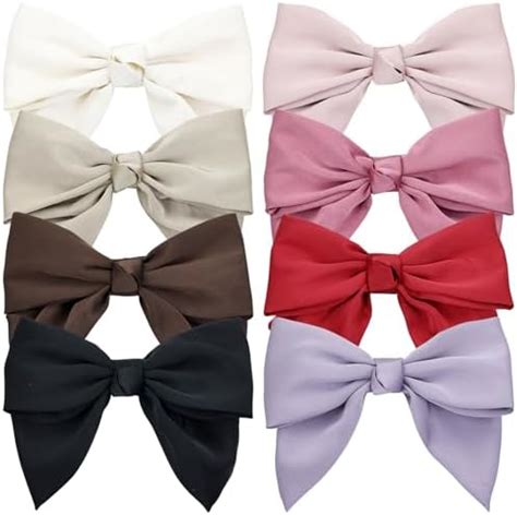 Amazon Pidoudou Set Of Big Satin Solid Inch Bow Hair Clips