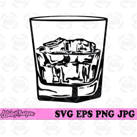 Glass of Whisky Svg, Whisky Clipart, on the Rocks Svg, Whisky Cutfile ...