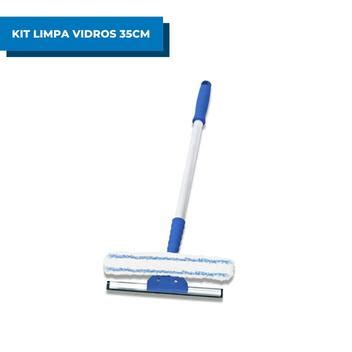 Kit 2 Em 1 Rodo Para Limpeza De Vidros 35cm Cabo 50cm Bralimpia