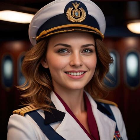 Premium Photo Woman Ships Captain Smiling