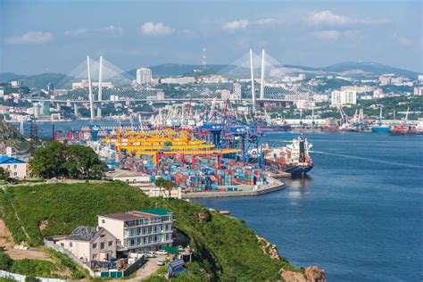 Port Vladivostok. Russia. stock photo. Image of boat, industry - 5327662