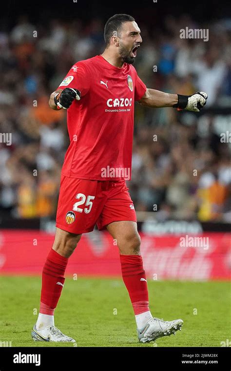 Valencia CF's Giorgi Mamardashvili celebrates goal during La Liga match ...