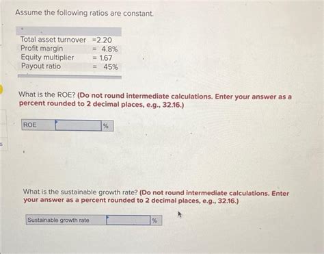 Solved Assume The Following Ratios Are Constant Total Asset Chegg