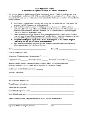 Fillable Online Thesis Application Form Ii Fax Email Print Pdffiller