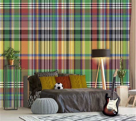 Vlies Foto Tapete Karo Kariert Bunt Textil Optik Wandbild 200 X 300cm