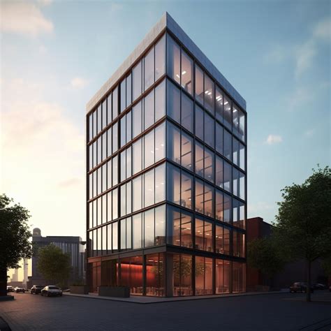 Glass Facade Office Building Exterior Premium Ai Generated Image