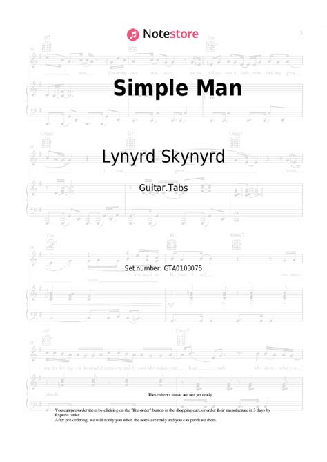 Simple Man Tabs Guitar Lynyrd Skynyrd In Note Guitar Tabs