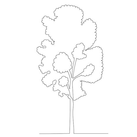 Dessin D Arbre Par Une Esquisse De Vecteur De Ligne Continue Vecteur