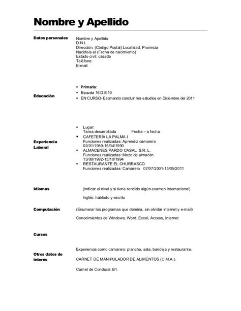 Modelo De Curriculum Vitae Sin Foto Modelo De Curriculum Vitae