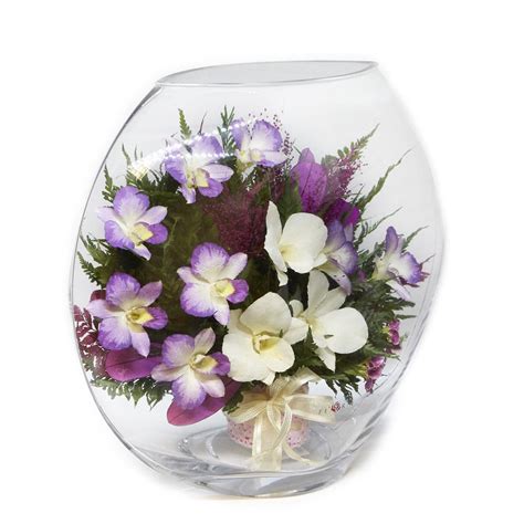 43918 Long Lasting Orchids In A Large Glass Vase — Fiora Flower